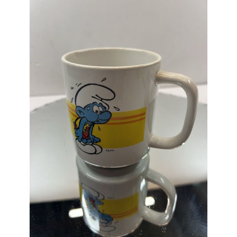 Vintage Sporty Smurf Coffee‎ Mug Marathon Running Jogging Tea Cup Peyo S.E.P.P. - Picture 3 of 6